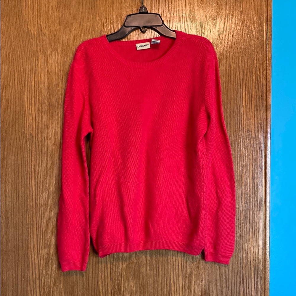 Cherokee cotton red crewneck sweater